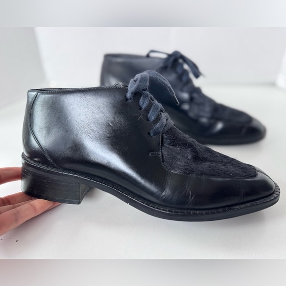 Vintage 90s INC Leather lace up Loafer Shoes with calf hair Boots Women’s Size 7